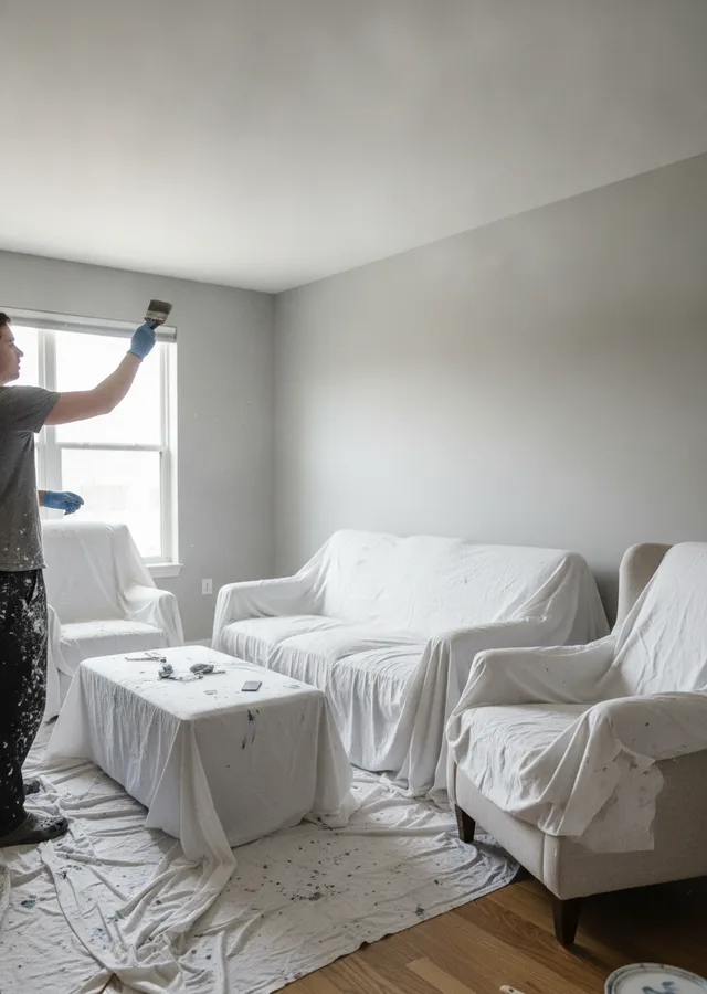 Peintre en bâtiment sur échafaudage en Haute-Garonne